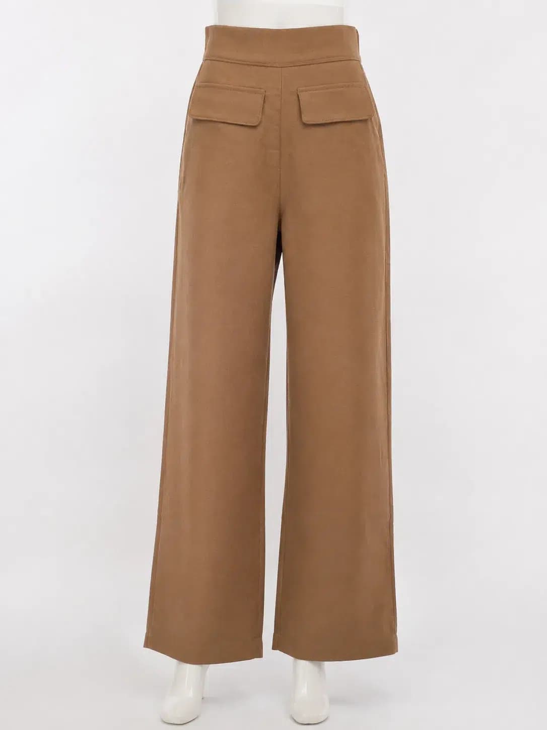 شلوار زنانه قهوه‌ای فاق بلند پارچه‌ای با جیب جلو | مدل آزاد و شیک