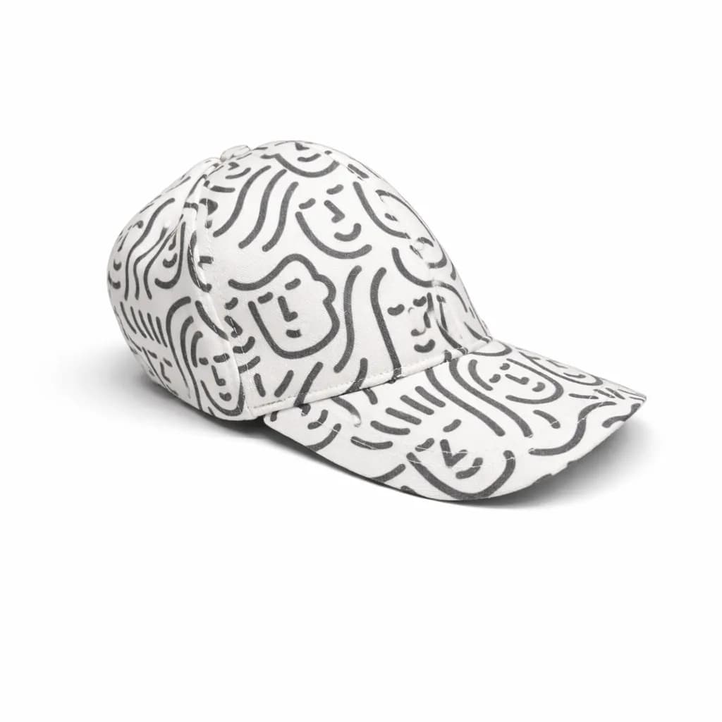 کلاه گپ کتان طرح آدمک رنگ سیاه و سفید — تصویر ۹