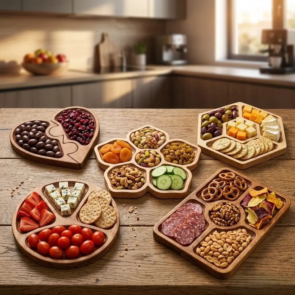 سینی اردوخوری چوبی پذیرایی 5 عددی در 5 طرح — تصویر ۹