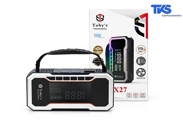 جامپ استارتر Toby’s X27 | استارت اضطراری خودرو + پمپ باد + دمنده + پاوربانک 100 وات — تصویر ۹