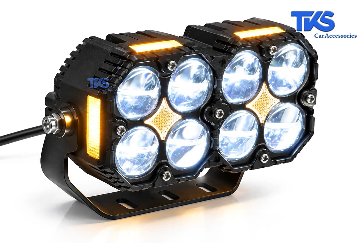 پروژکتور آفرودی کد 195، 8 لنز LED دو رنگ با دیلایت سفید، فلاشر نارنجی و نور کمبو — تصویر ۱۱