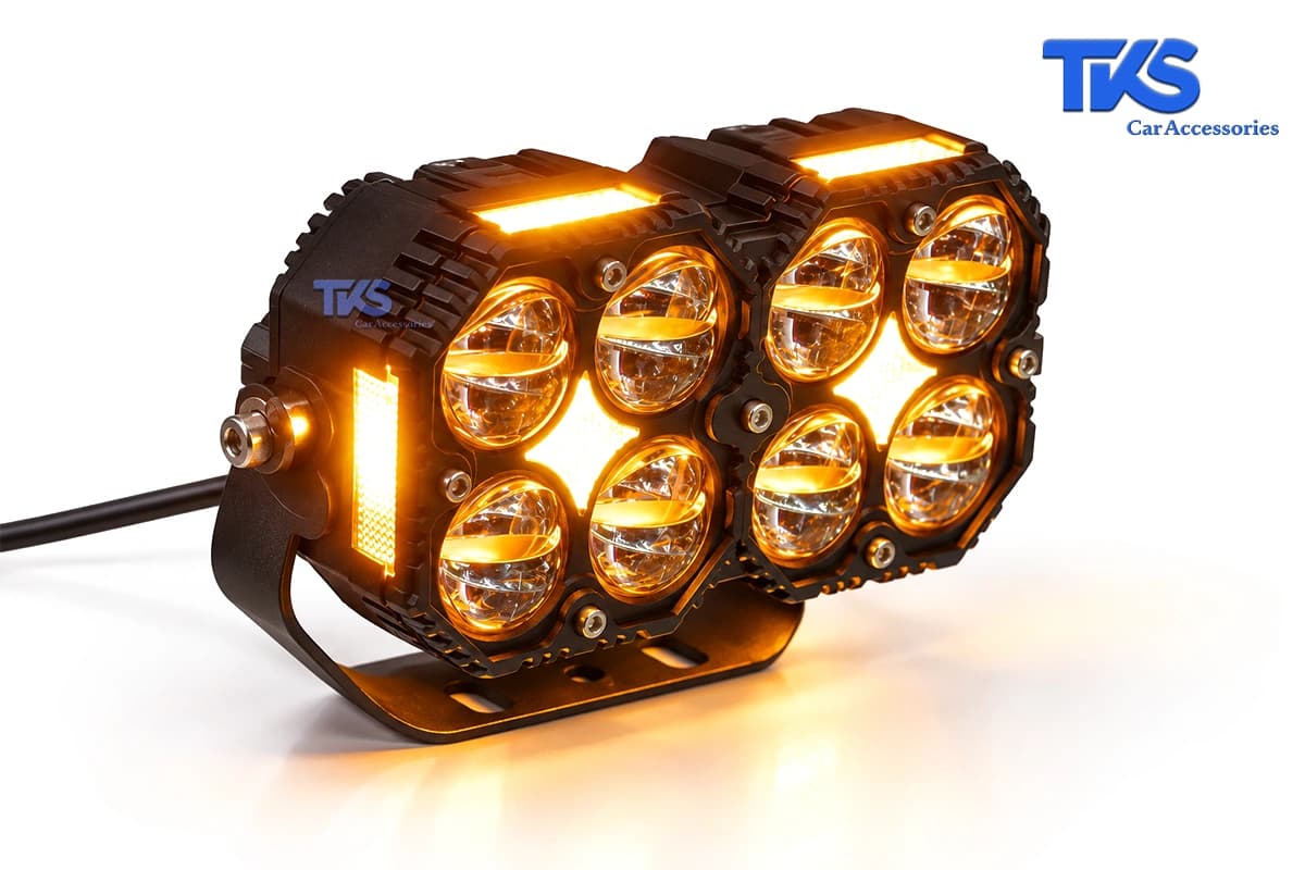 پروژکتور آفرودی کد 195، 8 لنز LED دو رنگ با دیلایت سفید، فلاشر نارنجی و نور کمبو — تصویر ۱۰