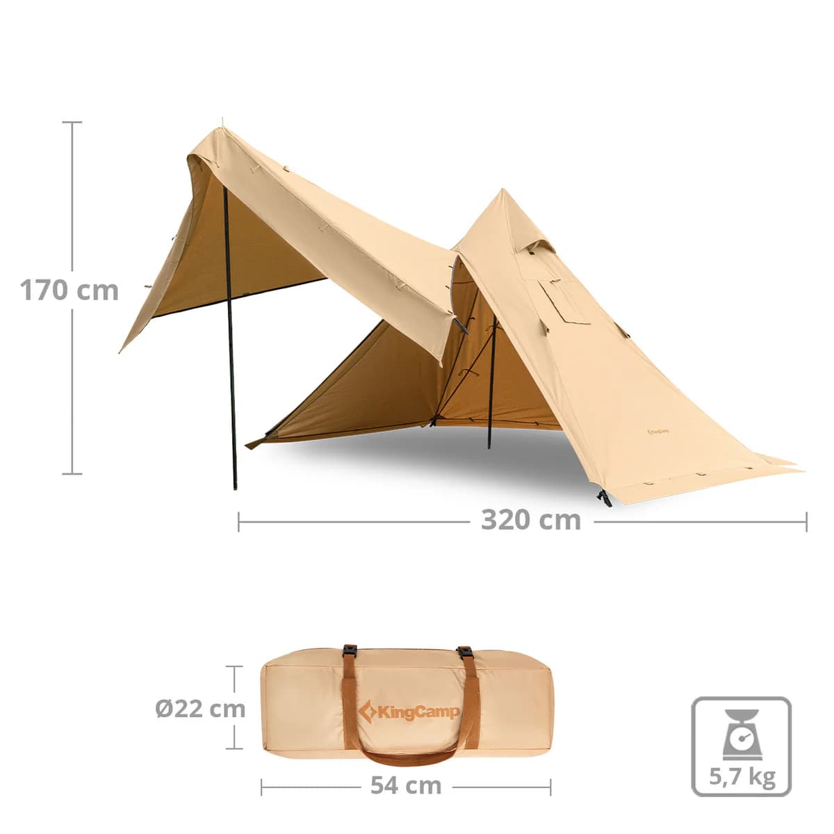 چادر دو نفره کمپینگ کینگ کمپ مدل KHAKI-KT2219 اورجینال — تصویر ۱۱