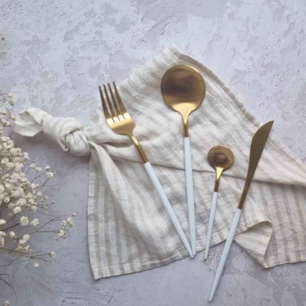 سرویس قاشق و چنگال استیل طلایی