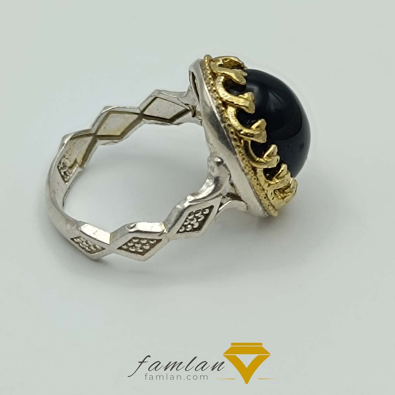 انگشتر نقره مردانه عقیق سیاه کد 2167 — تصویر ۱۱