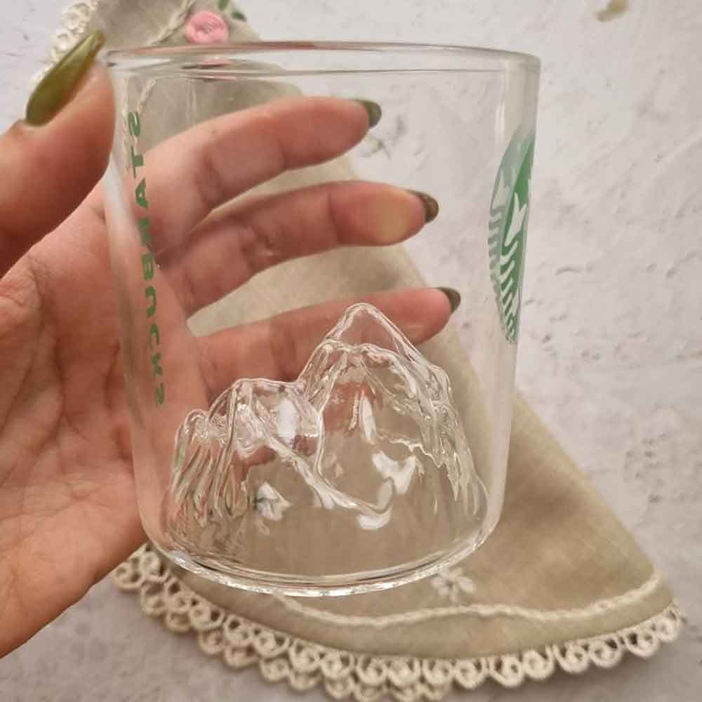 لیوان پیرکس وارداتی طرح یخی استارباکس