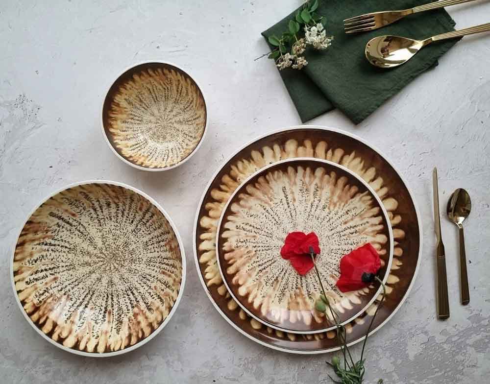 سرویس غذاخوری طرح صایقه قهوه ای (7767)