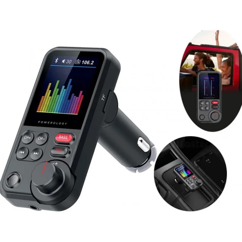 شارژر فندکی و پخش کننده بلوتوث پاورولوژی Powerology FM Transmitter Pro PCCSR003 توان ۱۸ وات — تصویر ۲