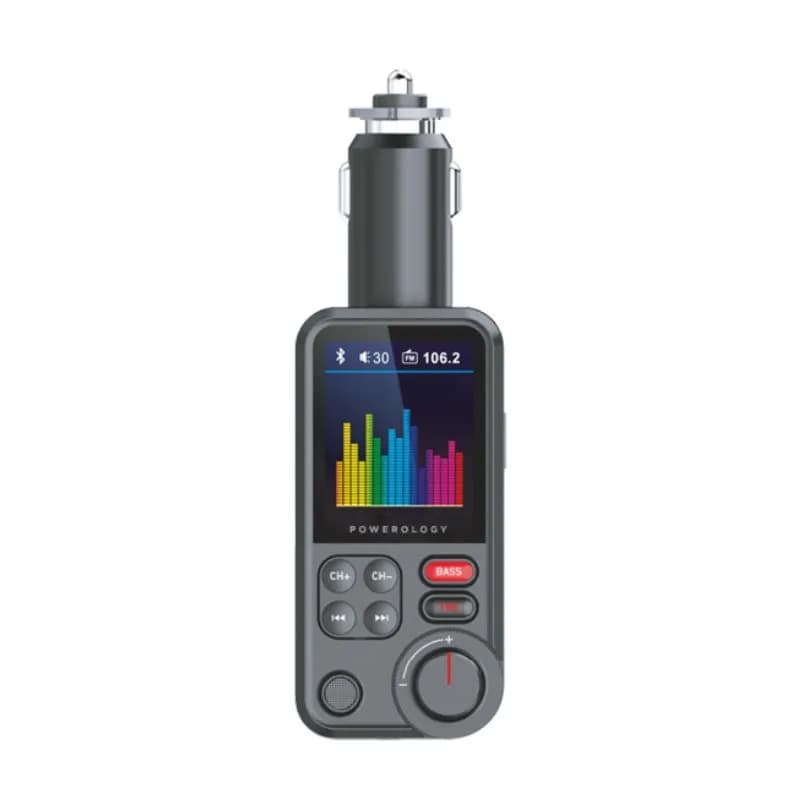 شارژر فندکی و پخش کننده بلوتوث پاورولوژی Powerology FM Transmitter Pro PCCSR003 توان ۱۸ وات — تصویر ۴