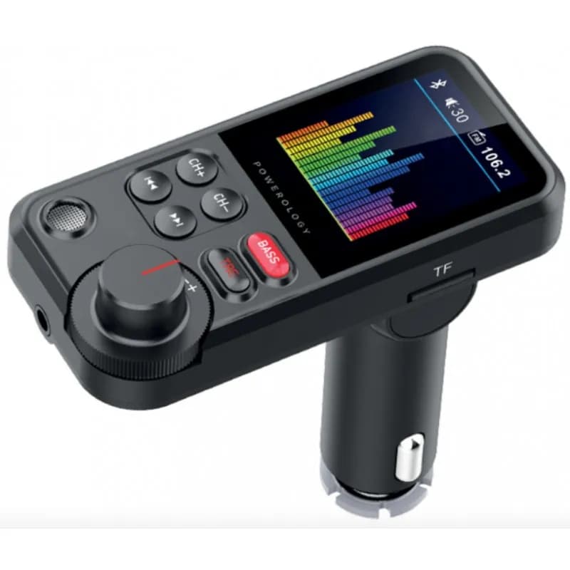 شارژر فندکی و پخش کننده بلوتوث پاورولوژی Powerology FM Transmitter Pro PCCSR003 توان ۱۸ وات — تصویر ۳
