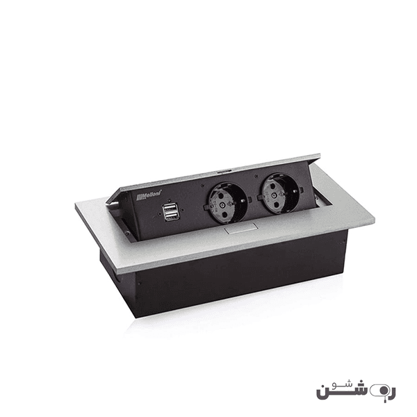پریز توکار ملونی دو پریز دو USB کد 10017