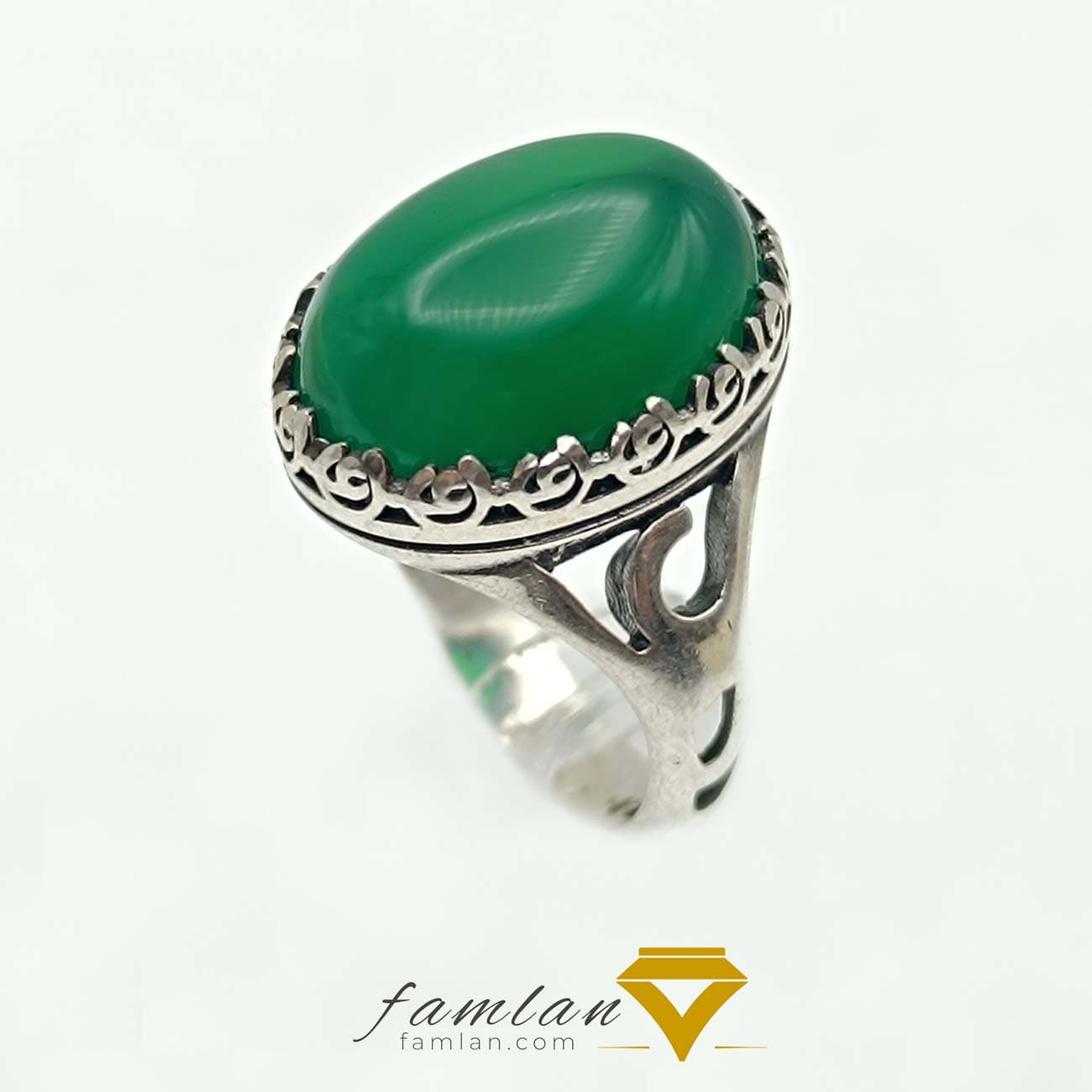 انگشتر نقره مردانه عقیق سبز خراسان کد 2141 – 2142