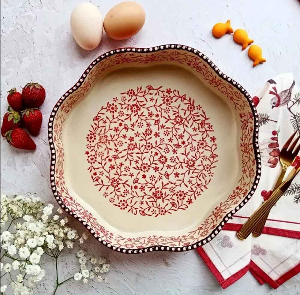 تابه کنگره مهره ای گل قرمز دنی هوم(06_01)