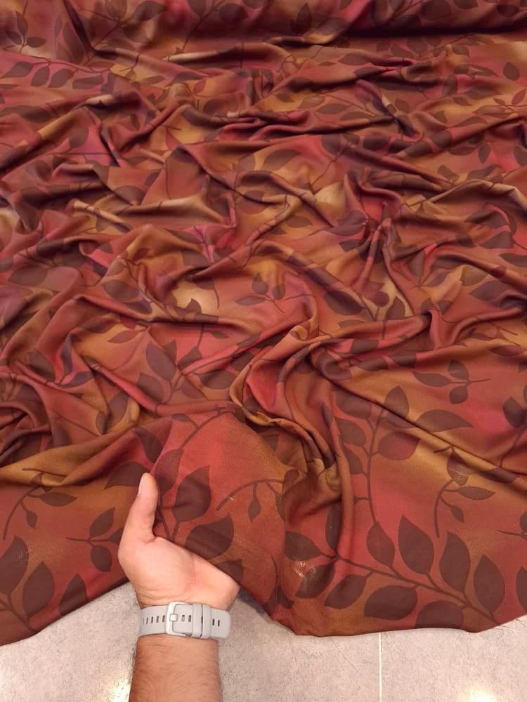 پارچه حریر ریورا طرح برگ — تصویر ۹