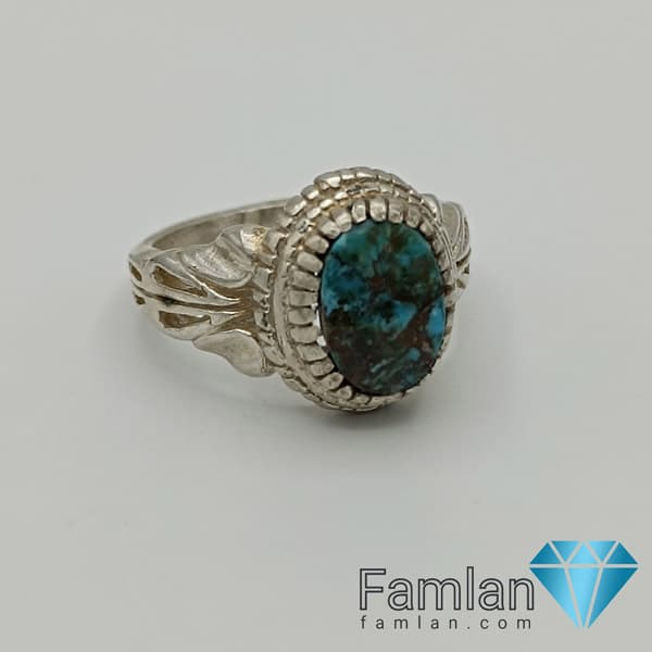 انگشتر نقره مردانه فیروزه نیشابور شجری کد 2039 — تصویر ۷