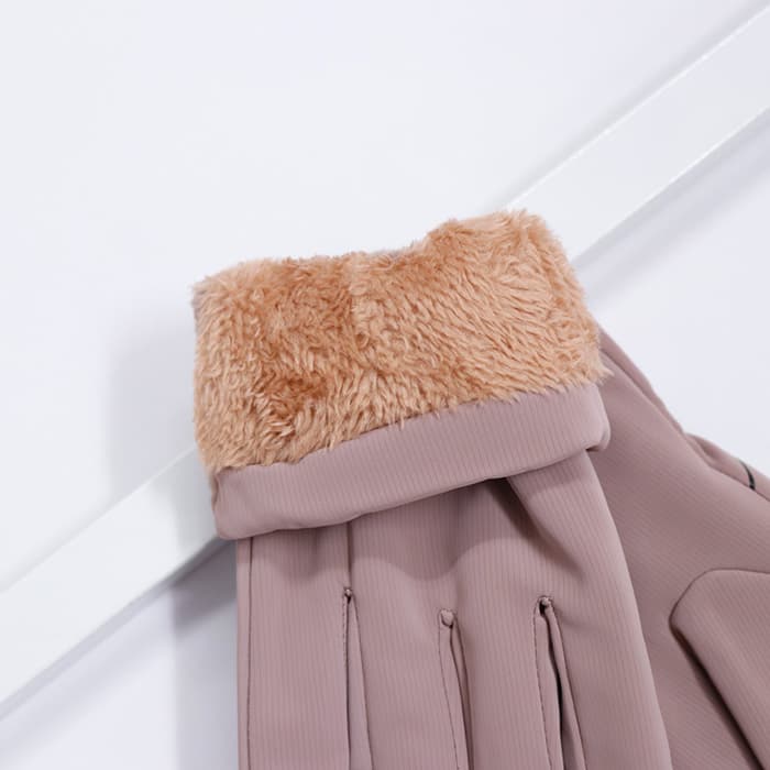 دستکش شمعی بچگانه دخترانه داخل خز طرح (چشمی) رنگ یاسی وارداتی 51127 — تصویر ۲