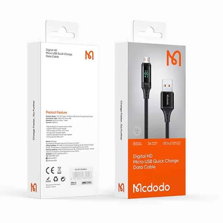 کابل میکرو یو اس بی مک دودو Mcdodo CA-1070 Digital HD Quick Charge Data طول ۱.۲ متر توان ۱۸ وات — تصویر ۴