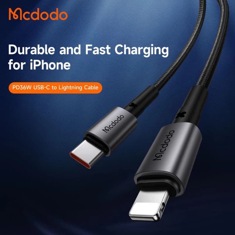 کابل لایتنینگ به Type C مک دودو Mcdodo CA-2850 طول ۱.۲ متر توان ۳۶ وات — تصویر ۵
