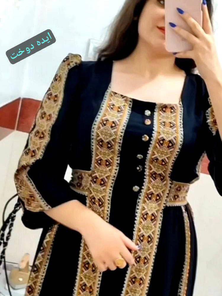 پارچه نخی خلیجی کرهای مشکی — تصویر ۲