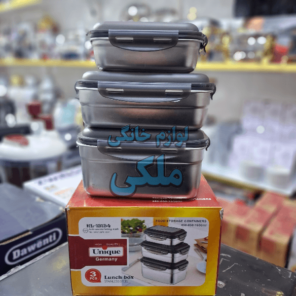 ظرف غذا استیل ۳ تیکه یونیک اصلی ضخیم — تصویر ۸