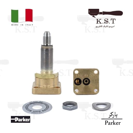 شیر برقی پارکر (Parker) سه‌راهه پایه مکعب | واشر یاقوت 20 بار (بدون بوبین) | کد KST_ve128401