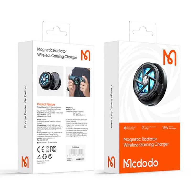 شارژر وایرلس مگنتی و فن گیمینگ موبایل مک دودو Mcdodo CH-2120 توان ۱۵ وات — تصویر ۷