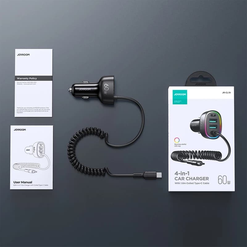 شارژر فندکی فست شارژ جویروم Joyroom JR-CL19 توان ۶۰ وات و کابل متصل Type c — تصویر ۸