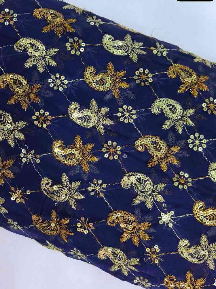 حریر سوزن دوزی اشرافی کد 5050 سرمه‌ای — تصویر ۴