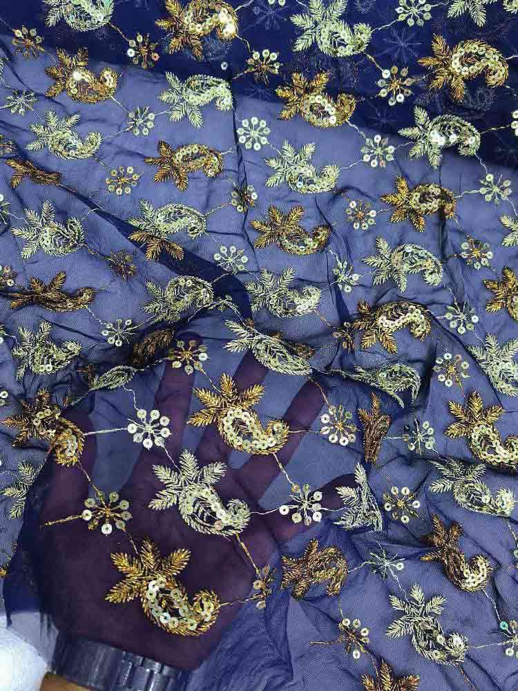 حریر سوزن دوزی اشرافی کد 5050 سرمه‌ای