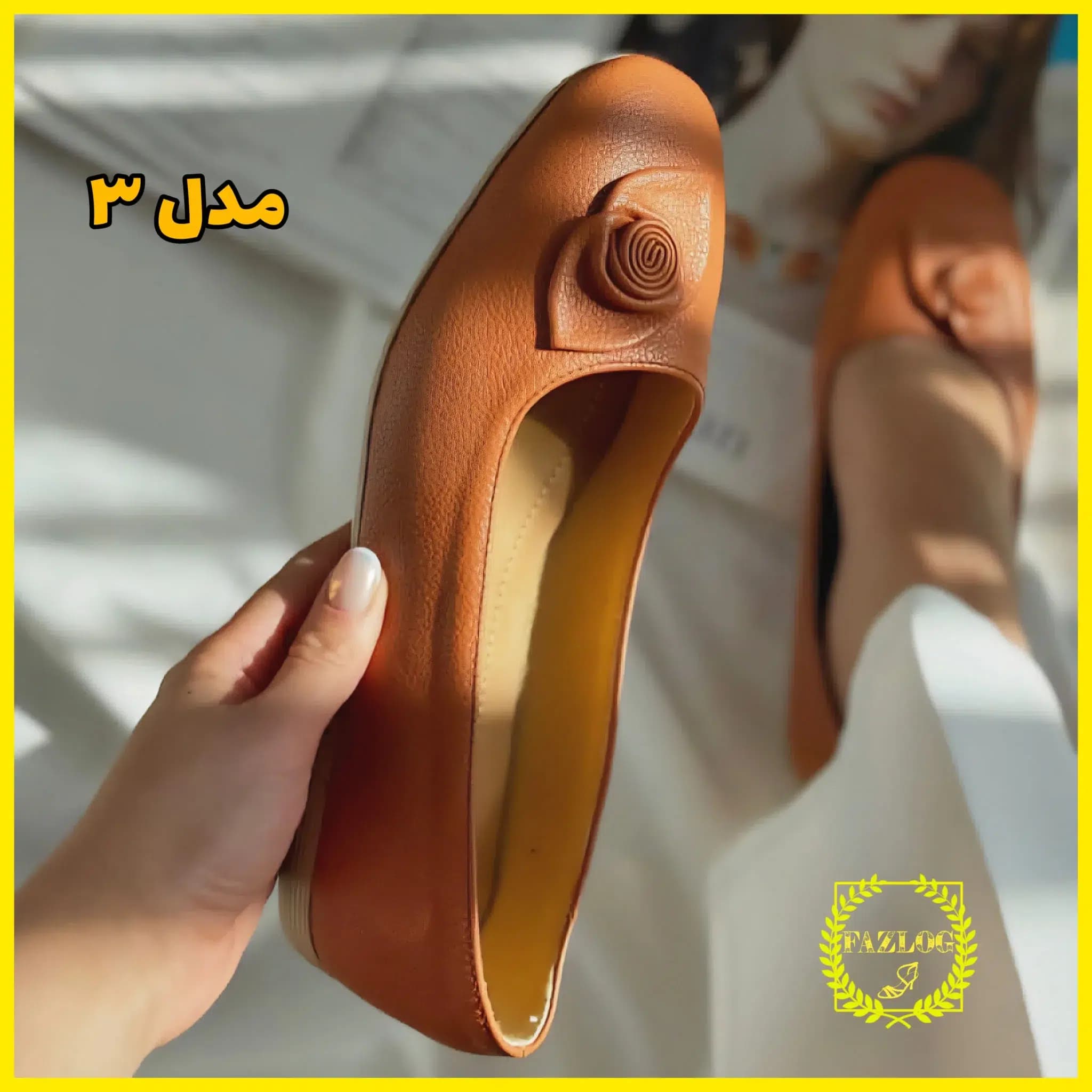 کفش عروسکی زنانه شیک خاویاری مدل غنچه — تصویر ۳