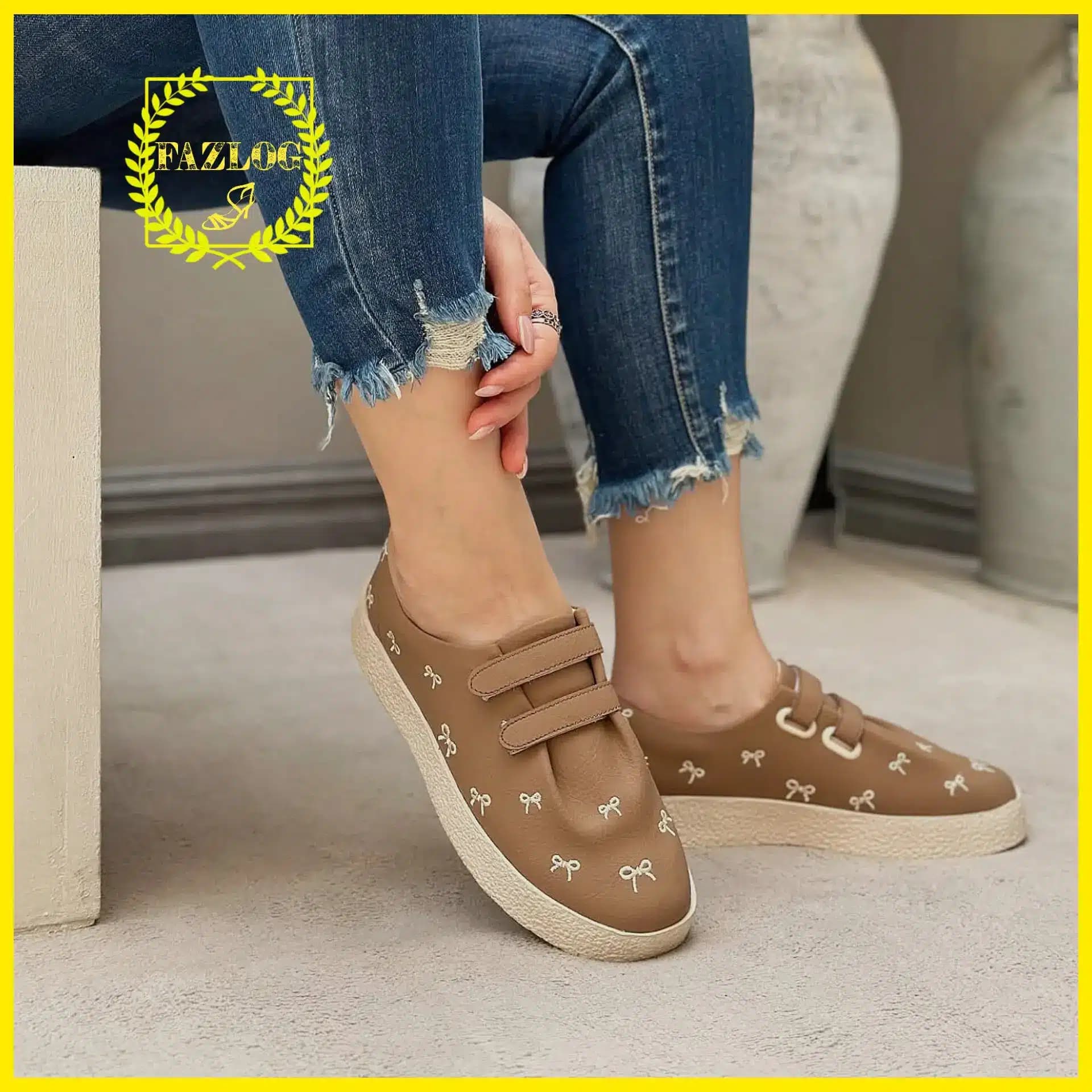 کفش اسپرت فانتزی زنانه چسبی طرح پاپیون — تصویر ۶