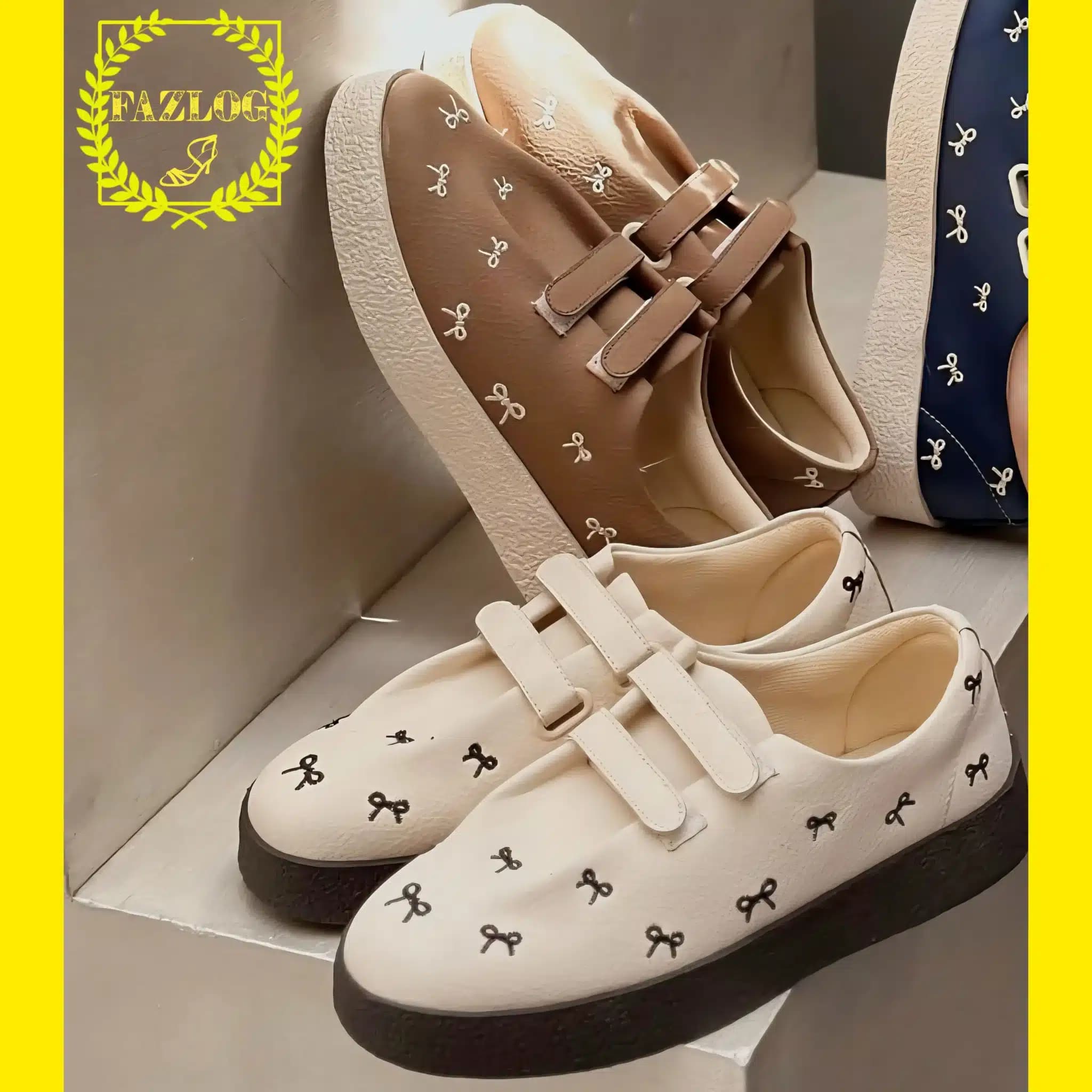 کفش اسپرت فانتزی زنانه چسبی طرح پاپیون — تصویر ۷