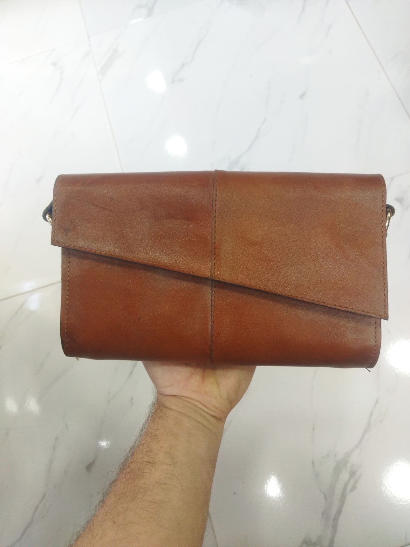 کیف دستی دوشی تمام چرم گاوی(فریبا1)در رنگ بندی — تصویر ۹