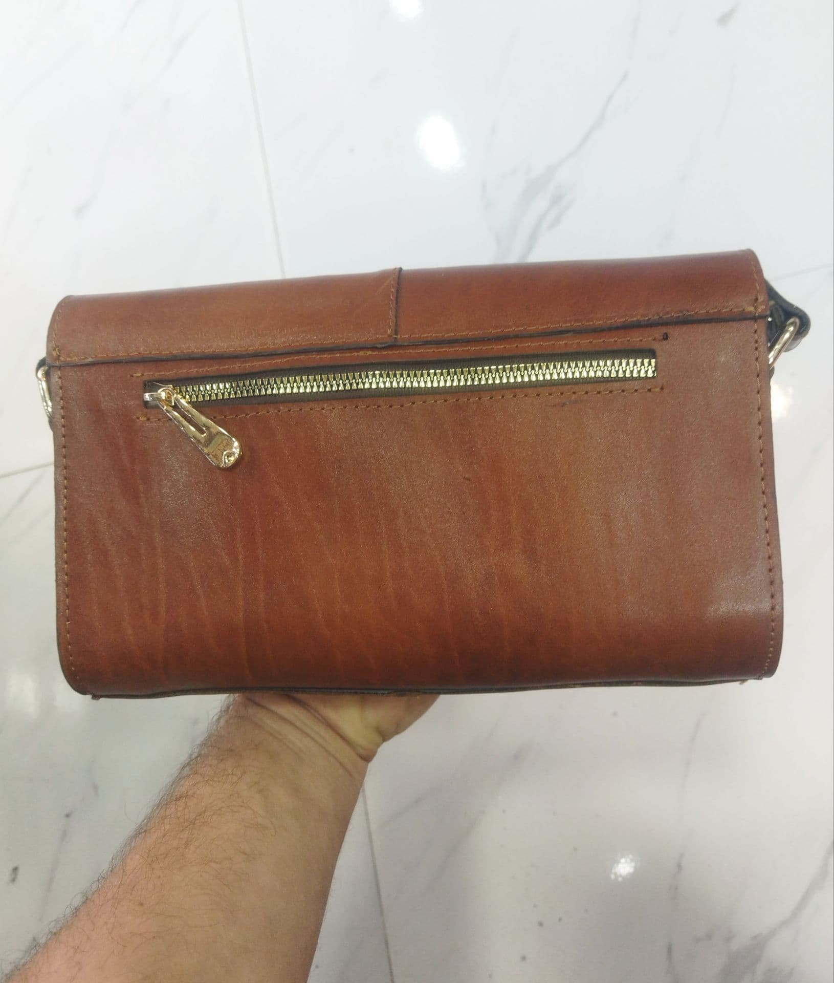کیف دستی دوشی تمام چرم گاوی(فریبا1)در رنگ بندی — تصویر ۶