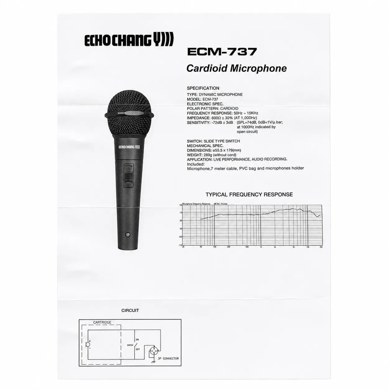 میکروفون داینامیکی حرفه‌ای اکوچنگ ECM 737 — تصویر ۶