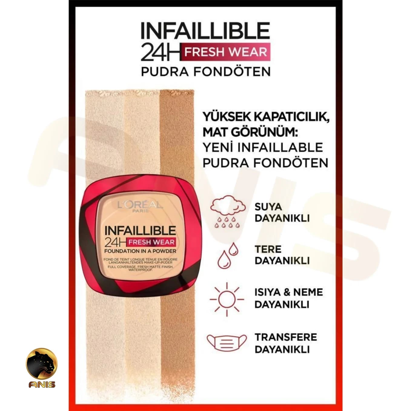 پنکیک صورت Infaillible 24H 220 Sable sand لورال 9 گرم — تصویر ۷