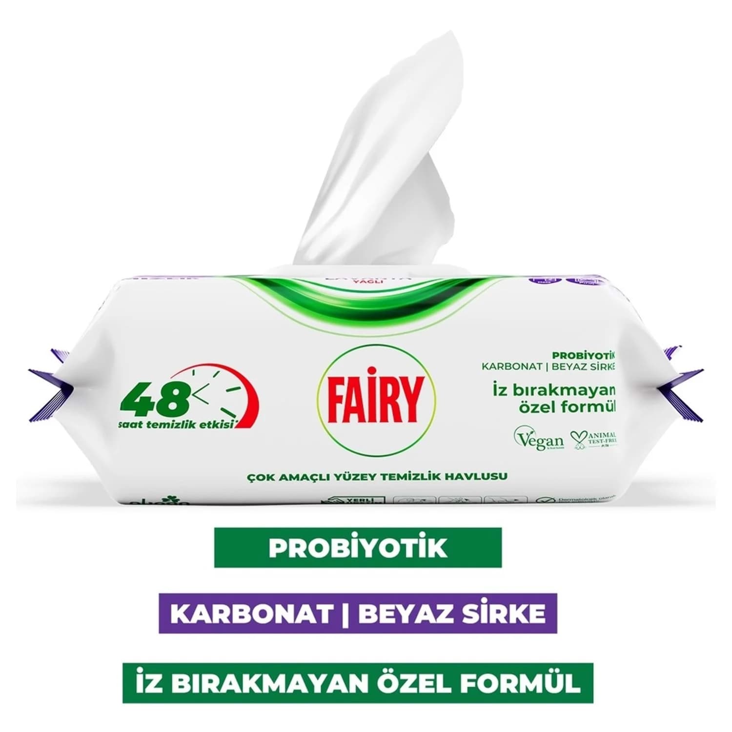 دستمال مرطوب تمیز کننده سطوح فیری Fairy حاوی روغن اسطوخودوس | بسته 100 عددی — تصویر ۳