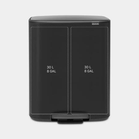 سطل زباله 30+30 لیتر پدالی مشکی برابانتیا brabantia — تصویر ۵