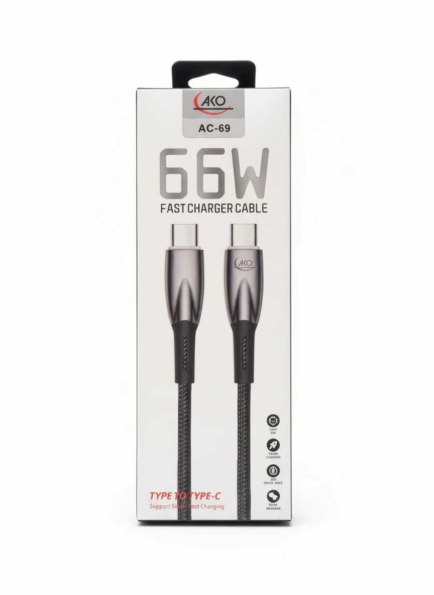 کابل دوسر تایپ سی فست شارژ AKO ac69 66w — تصویر ۲
