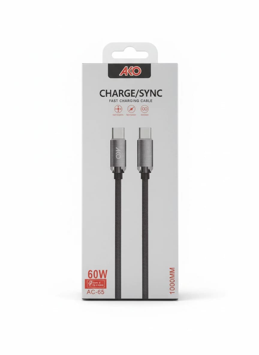 کابل دوسر تایپ سی فست AKO ac65 60w