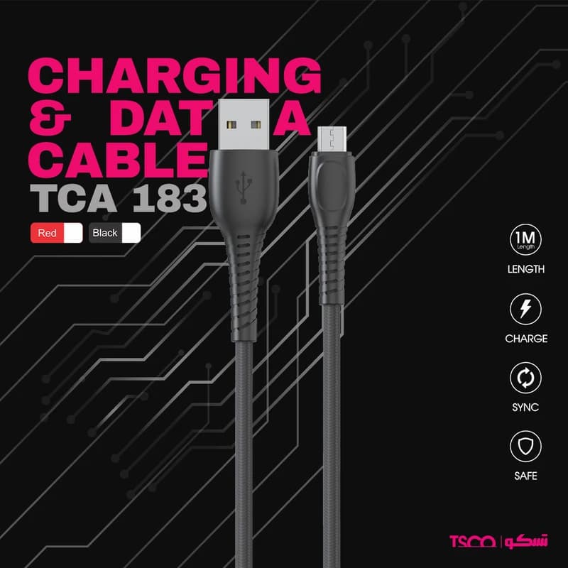 کابل تبدیل USB به USB-C تسکو مدل TC 183 طول 1 متر کدm22993 — تصویر ۶