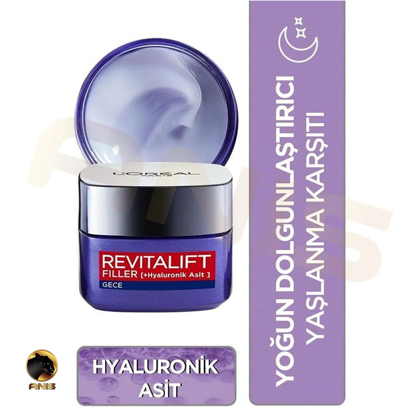 کرم ضد چروک شب Revitalift Filler لورال حاوی هیالورونیک اسید 50 میل