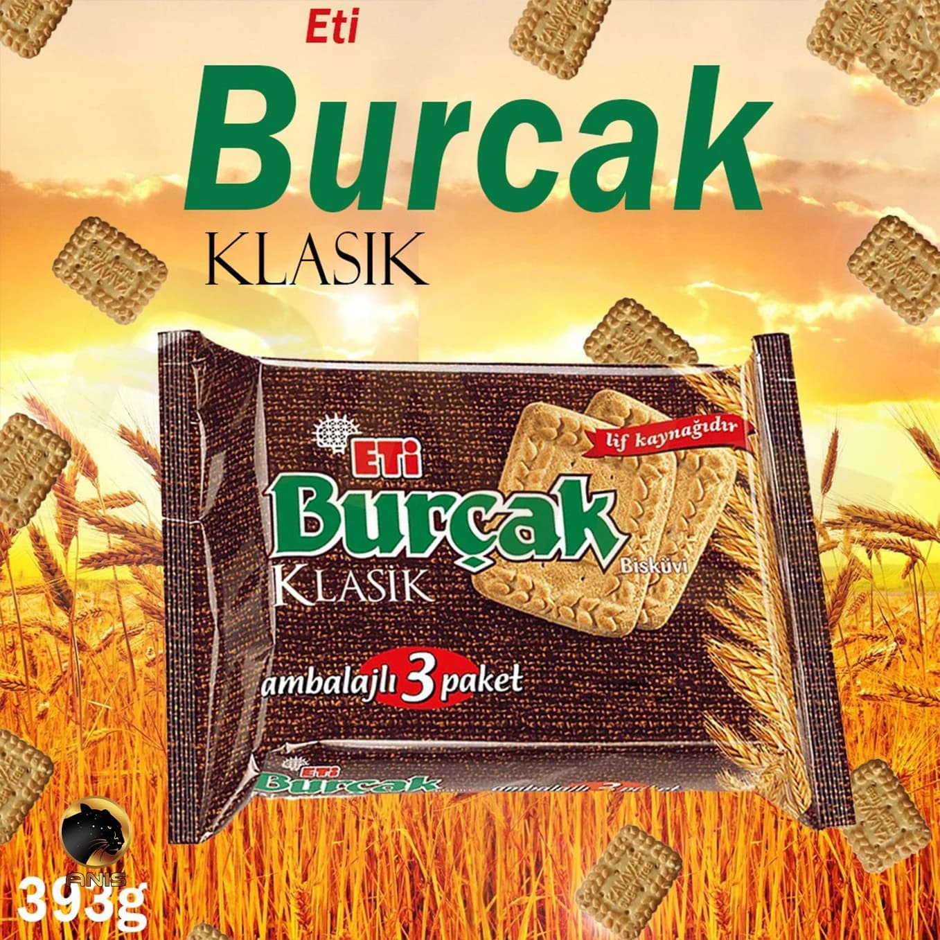 بیسکویت اتی پروتئین برجک گندمی 393 گرم — تصویر ۳