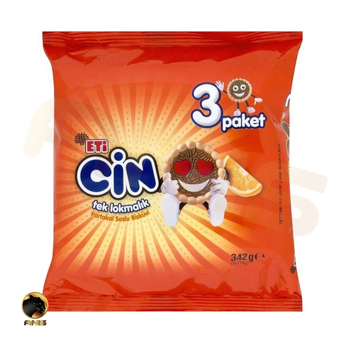 بیسکویت اتی جین cin پرتقالی 3 تایی 342 گرم