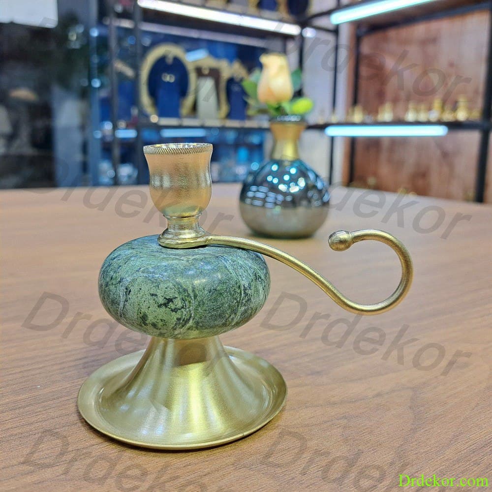 شمعدان سنگی اونیکس پایه دار — تصویر ۷