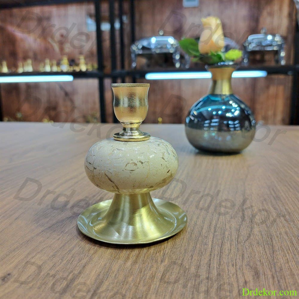 شمعدان سنگی اونیکس پایه دار