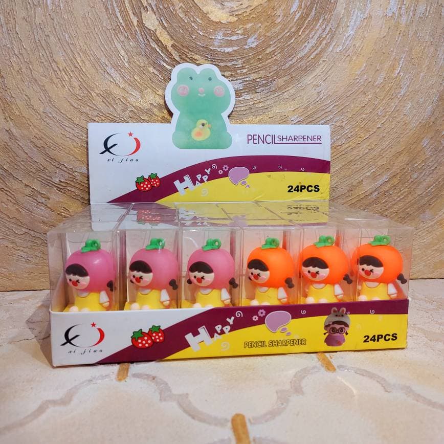 مداد تراش عروسکی فانتزی طرح دختر میوه‌ای (همراه با باکس طلقی)