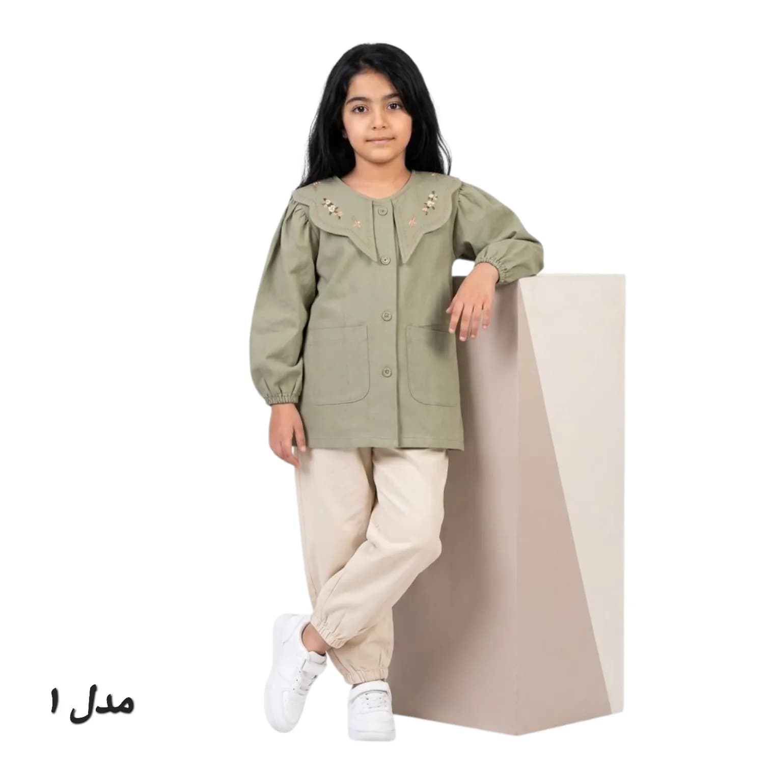 سارافون دخترانه کتان گلدوزی — تصویر ۵
