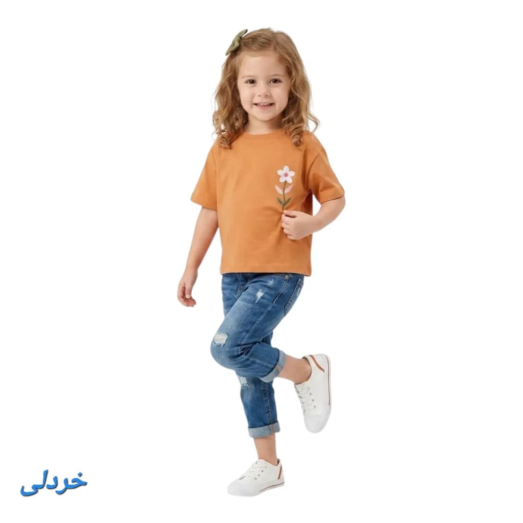 تیشرت دخترانه گلدوزی شده گل — تصویر ۹