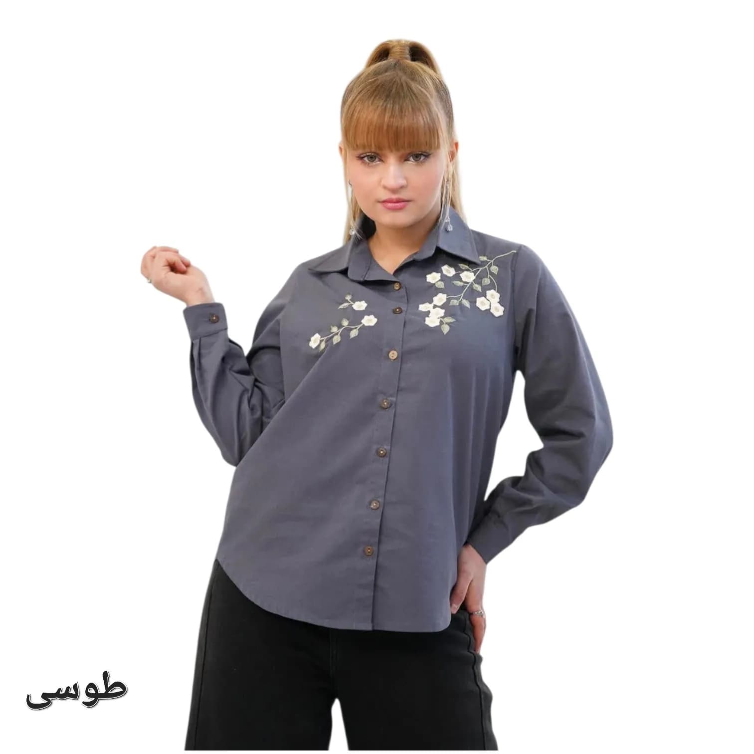 شومیز دخترانه نوجوان گلدوزی شده روژدا — تصویر ۶